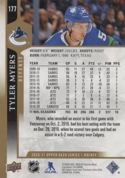 2020-21 Upper Deck - Speckled Rainbow #177 Tyler Myers Back