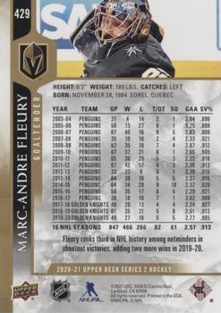2020-21 Upper Deck - Speckled Rainbow #429 Marc-Andre Fleury Back