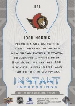 2020-21 Upper Deck - Instant Impressions #II-10 Josh Norris Back
