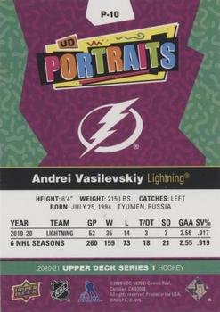 2020-21 Upper Deck - UD Portraits Green #P-10 Andrei Vasilevskiy Back