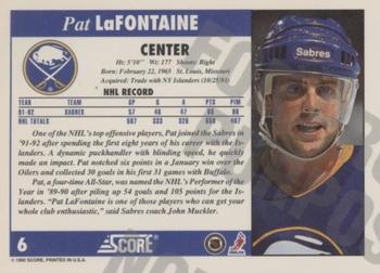 1992-93 Score - Samples #6 Pat Lafontaine Back