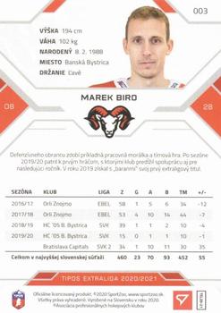 2020-21 SportZoo Tipos Extraliga #003 Marek Biro Back