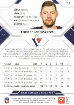 2020-21 SportZoo Tipos Extraliga #023 Andrej Meszaros Back