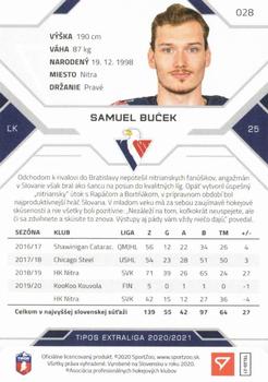 2020-21 SportZoo Tipos Extraliga #028 Samuel Bucek Back