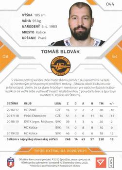 2020-21 SportZoo Tipos Extraliga #044 Tomas Slovak Back