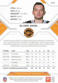 2020-21 SportZoo Tipos Extraliga #049 Oliver Jokel Back
