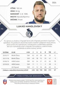 2020-21 SportZoo Tipos Extraliga #064 Lukas Handlovsky Back