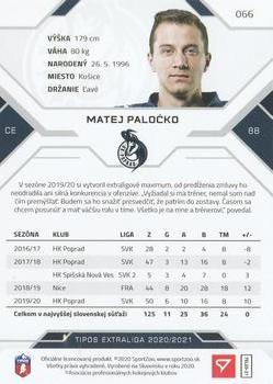 2020-21 SportZoo Tipos Extraliga #066 Matej Palocko Back