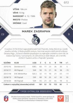 2020-21 SportZoo Tipos Extraliga #072 Marek Zagrapan Back