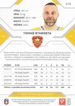 2020-21 SportZoo Tipos Extraliga #079 Tomas Starosta Back