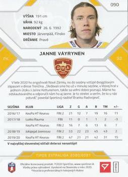 2020-21 SportZoo Tipos Extraliga #090 Janne Vayrynen Back