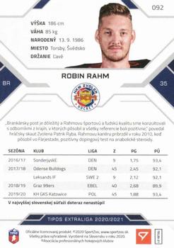 2020-21 SportZoo Tipos Extraliga #092 Robin Rahm Back