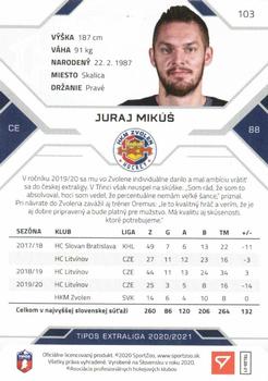 2020-21 SportZoo Tipos Extraliga #103 Juraj Mikus Back