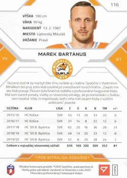 2020-21 SportZoo Tipos Extraliga #116 Marek Bartanus Back