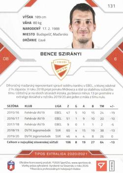 2020-21 SportZoo Tipos Extraliga #131 Bence Sziranyi Back