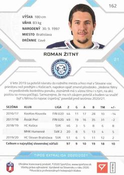 2020-21 SportZoo Tipos Extraliga #162 Roman Zitny Back