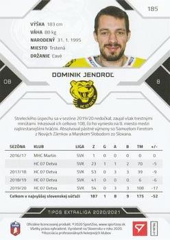 2020-21 SportZoo Tipos Extraliga #185 Dominik Jendrol Back
