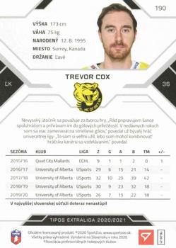 2020-21 SportZoo Tipos Extraliga #190 Trevor Cox Back