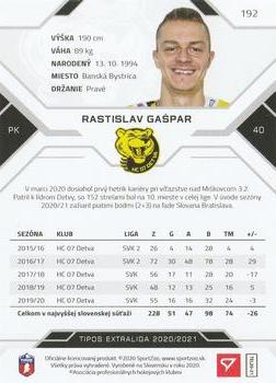 2020-21 SportZoo Tipos Extraliga #192 Rastislav Gaspar Back