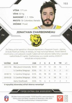 2020-21 SportZoo Tipos Extraliga #193 Jonathan Charbonneau Back