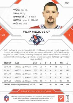 2020-21 SportZoo Tipos Extraliga #203 Filip Mezovsky Back