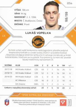 2020-21 SportZoo Tipos Extraliga - Blue #054 Lukas Vopelka Back