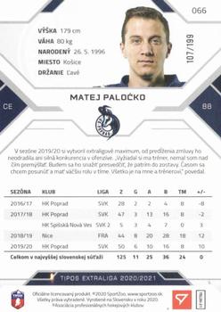 2020-21 SportZoo Tipos Extraliga - Blue #066 Matej Palocko Back