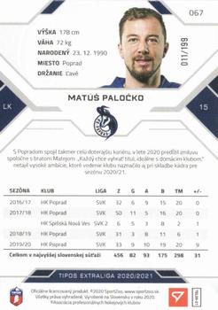 2020-21 SportZoo Tipos Extraliga - Blue #067 Matus Palocko Back