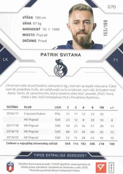 2020-21 SportZoo Tipos Extraliga - Blue #070 Patrik Svitana Back