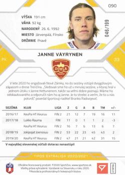 2020-21 SportZoo Tipos Extraliga - Blue #090 Janne Vayrynen Back
