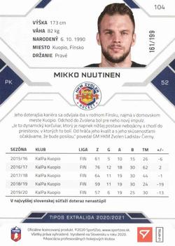2020-21 SportZoo Tipos Extraliga - Blue #104 Mikko Nuutinen Back