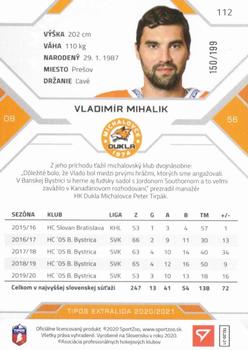 2020-21 SportZoo Tipos Extraliga - Blue #112 Vladimir Mihalik Back