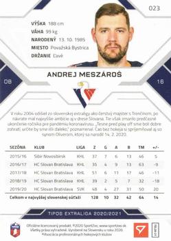 2020-21 SportZoo Tipos Extraliga - Gold #023 Andrej Meszaros Back