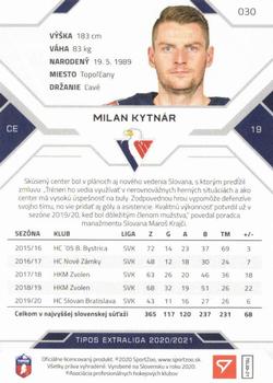 2020-21 SportZoo Tipos Extraliga - Gold #030 Milan Kytnar Back