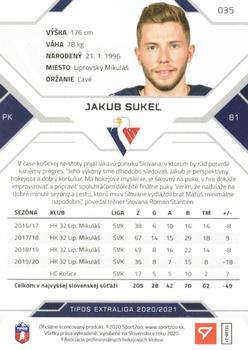 2020-21 SportZoo Tipos Extraliga - Gold #035 Jakub Sukel Back