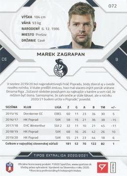 2020-21 SportZoo Tipos Extraliga - Gold #072 Marek Zagrapan Back
