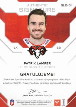 2020-21 SportZoo Tipos Extraliga - Authentic Signature Level 2 #SL2-01 Patrik Lamper Back