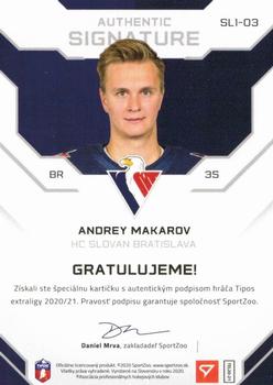 2020-21 SportZoo Tipos Extraliga - Authentic Signature Level 1 #SL1-03 Andrey Makarov Back