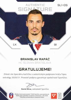 2020-21 SportZoo Tipos Extraliga - Authentic Signature Level 1 #SL1-05 Branislav Rapac Back