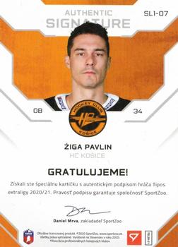 2020-21 SportZoo Tipos Extraliga - Authentic Signature Level 1 #SL1-07 Ziga Pavlin Back