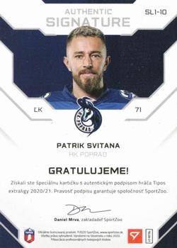2020-21 SportZoo Tipos Extraliga - Authentic Signature Level 1 #SL1-10 Patrik Svitana Back