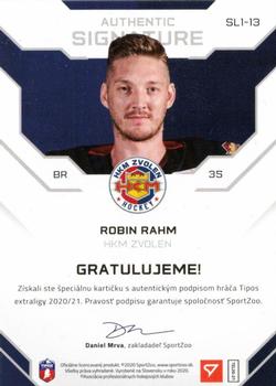 2020-21 SportZoo Tipos Extraliga - Authentic Signature Level 1 #SL1-13 Robin Rahm Back
