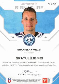 2020-21 SportZoo Tipos Extraliga - Authentic Signature Level 1 #SL1-22 Branislav Mezei Back