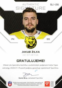 2020-21 SportZoo Tipos Extraliga - Authentic Signature Level 1 #SL1-26 Jakub Zilka Back
