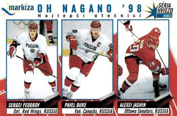 1998-99 EuroTel Hviezdy NHL - Markiza OH Nagano '98 #NNO Sergei Fedorov / Pavel Bure / Alexei Jashin Front
