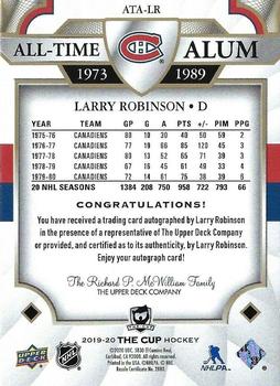 2019-20 Upper Deck The Cup - All-Time Alumni Gold #ATA-LR Larry Robinson Back