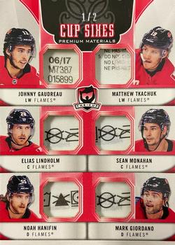 2019-20 Upper Deck The Cup - Cup Sixes Red Tag #C6-CAL Johnny Gaudreau / Matthew Tkachuk / Elias Lindholm / Sean Monahan / Noah Hanifin / Mark Giordano Front