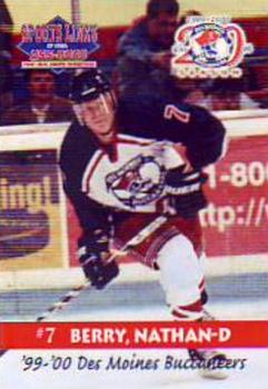 1999-00 Roox Des Moines Buccaneers (USHL) #4 Nathan Berry Front