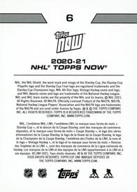 2020-21 Topps Now NHL Stickers #6 Tim Stützle Back