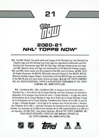 2020-21 Topps Now NHL Stickers #21 Oliver Wahlstrom Back